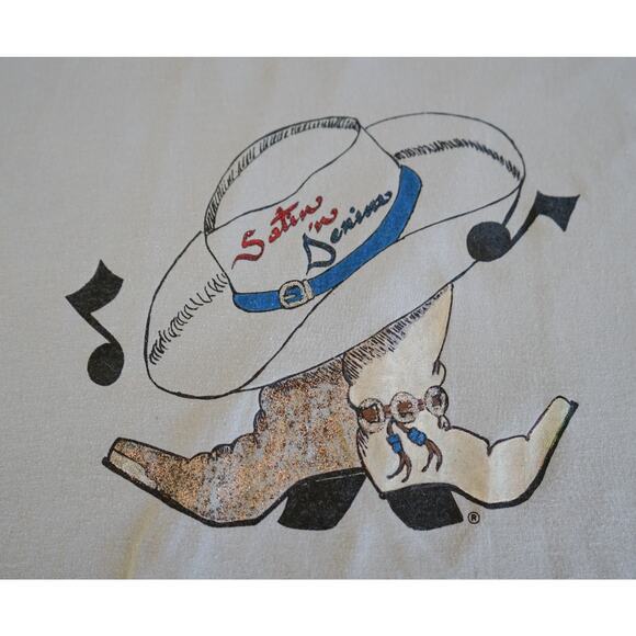 Vtg 90s Fruit of the Loom Glitter Western Graphic Tee XL Single Stitch Cowboy - Picture 4 of 16